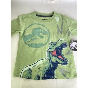 Jurassic Park World T-Rex Green Short Sleeve T-Shirt Top Kids Boys Size 4